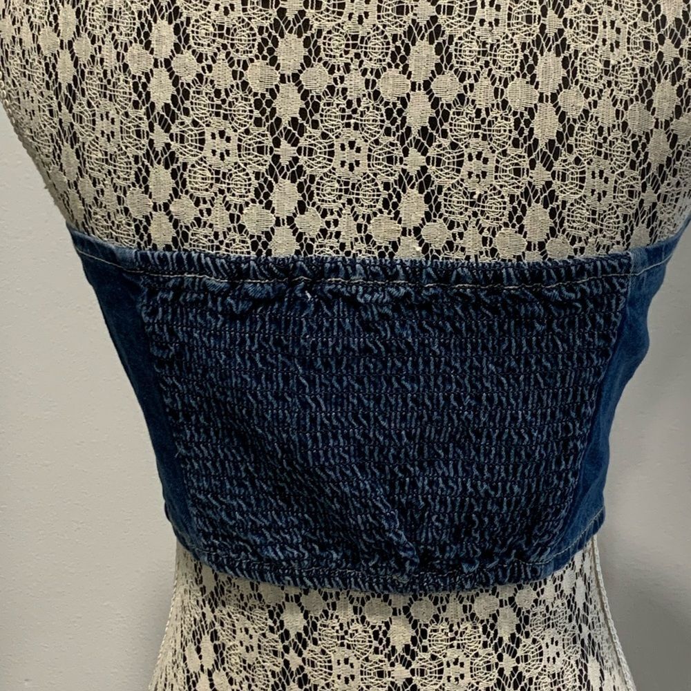 Vintage Lone Star  Blue Indigo Wash Denim Corset/Tube Top - Picture 7 of 11